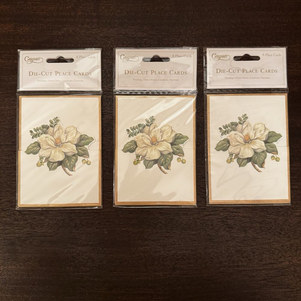 Vintage‎ NEW Caspari Die-Cut Place Cards Magnolia 3 Packs Southern Luncheons